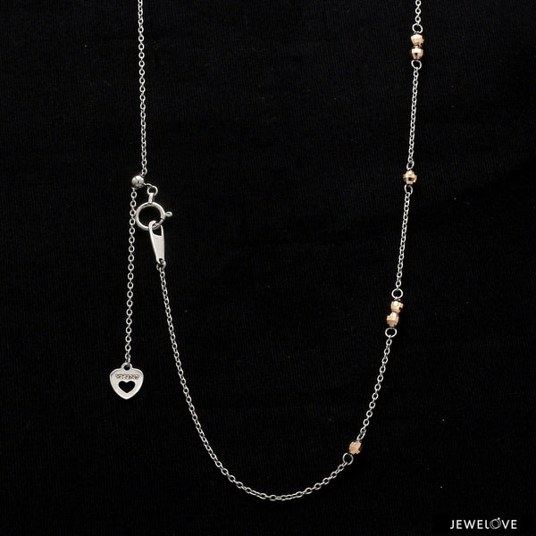 Jewelove™ Chains Japanese Plain Platinum with Rose Gold Balls Chain for Women JL PT CH 1053