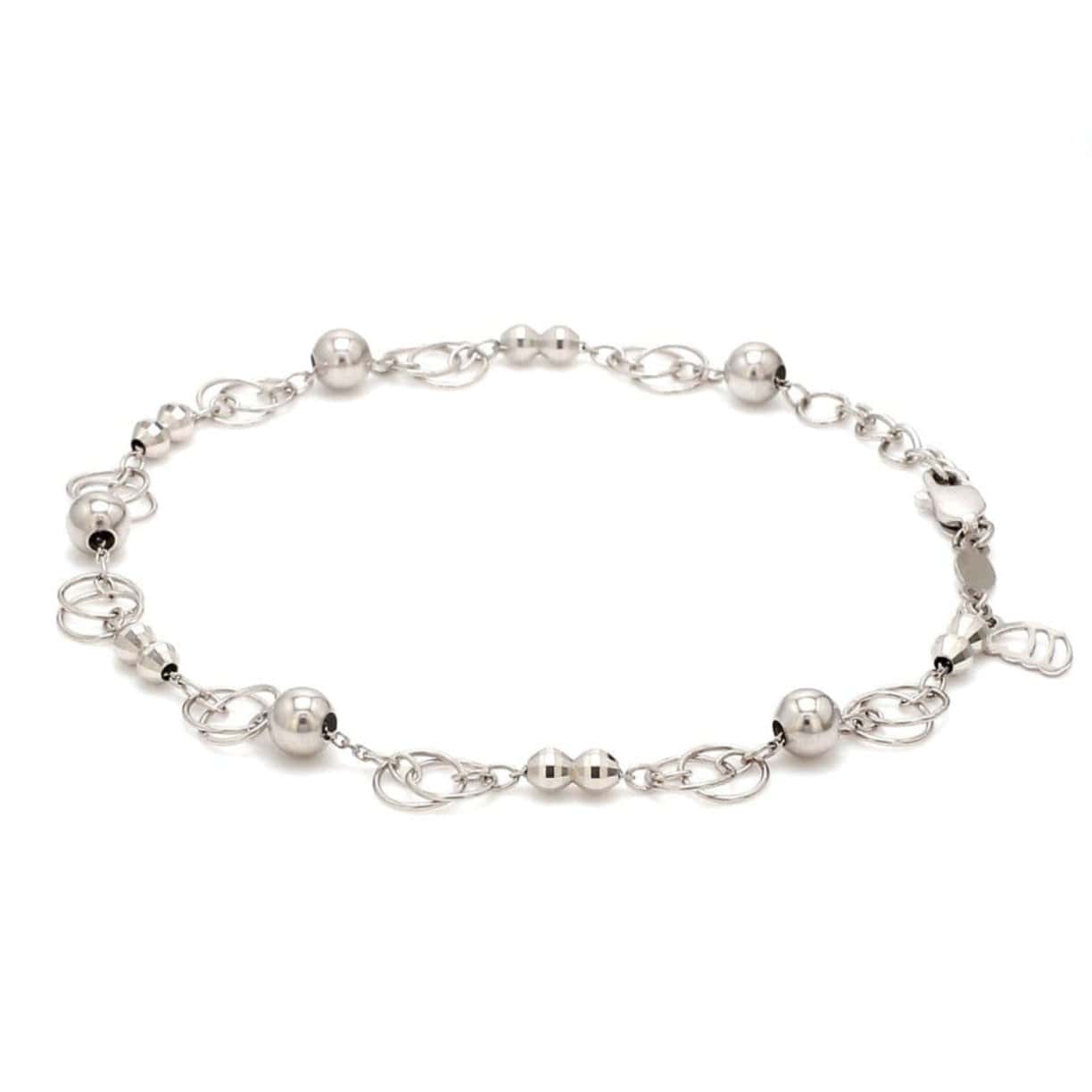 Jewelove™ Bangles & Bracelets Japanese Platinum Bracelet Diamond Cut Balls Bracelet for Women JL PTB 1073