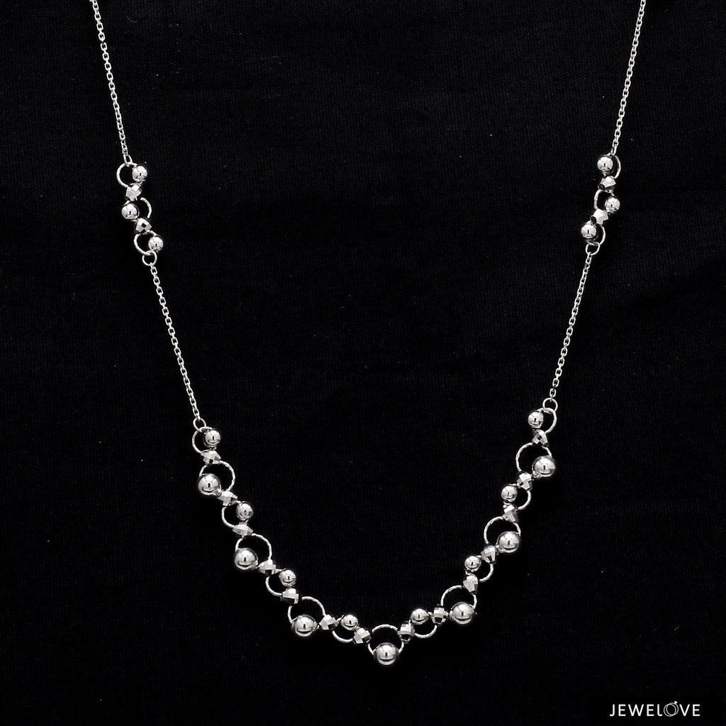 Japanese Platinum Diamond Cut Balls Necklace Chain for Women JL PT CH