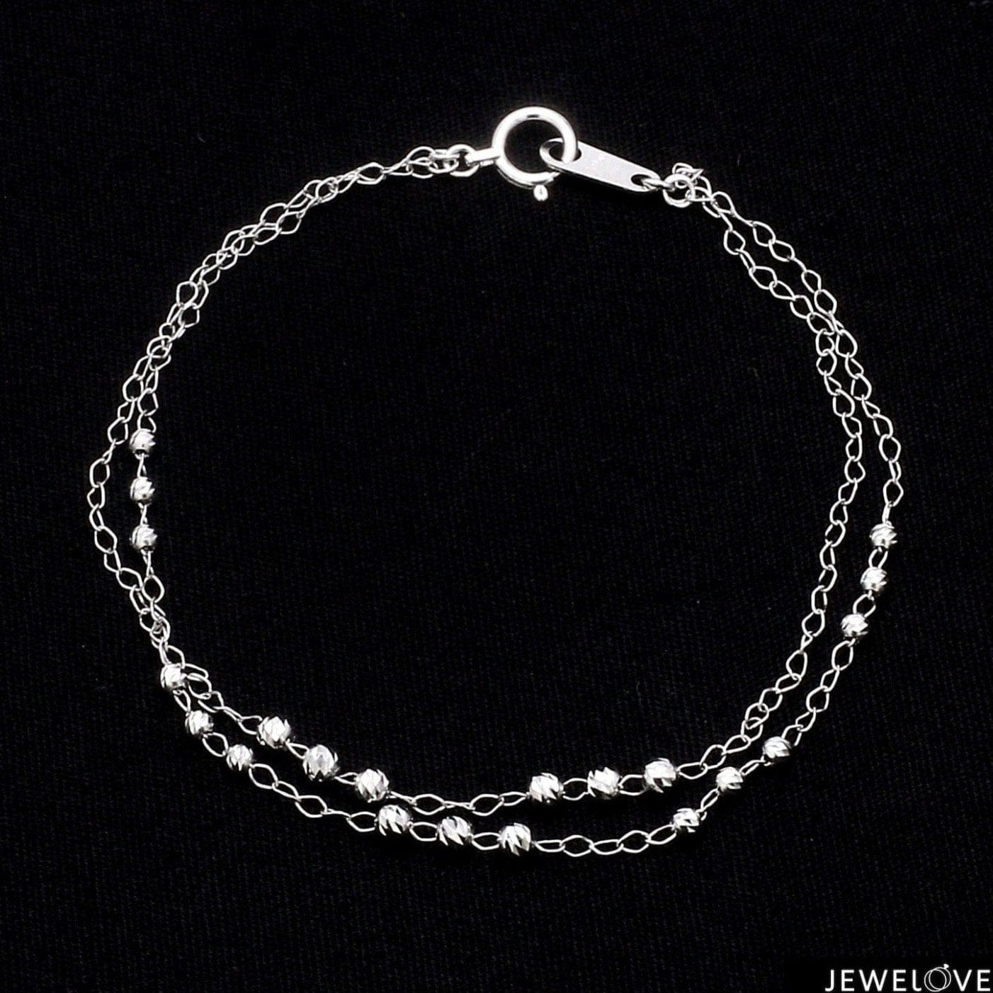 Silver Platinum Pure Silver Bracelet For Girl Japanese Platinum Light  Weight Bracelet Diamond Cut Balls Bracelet