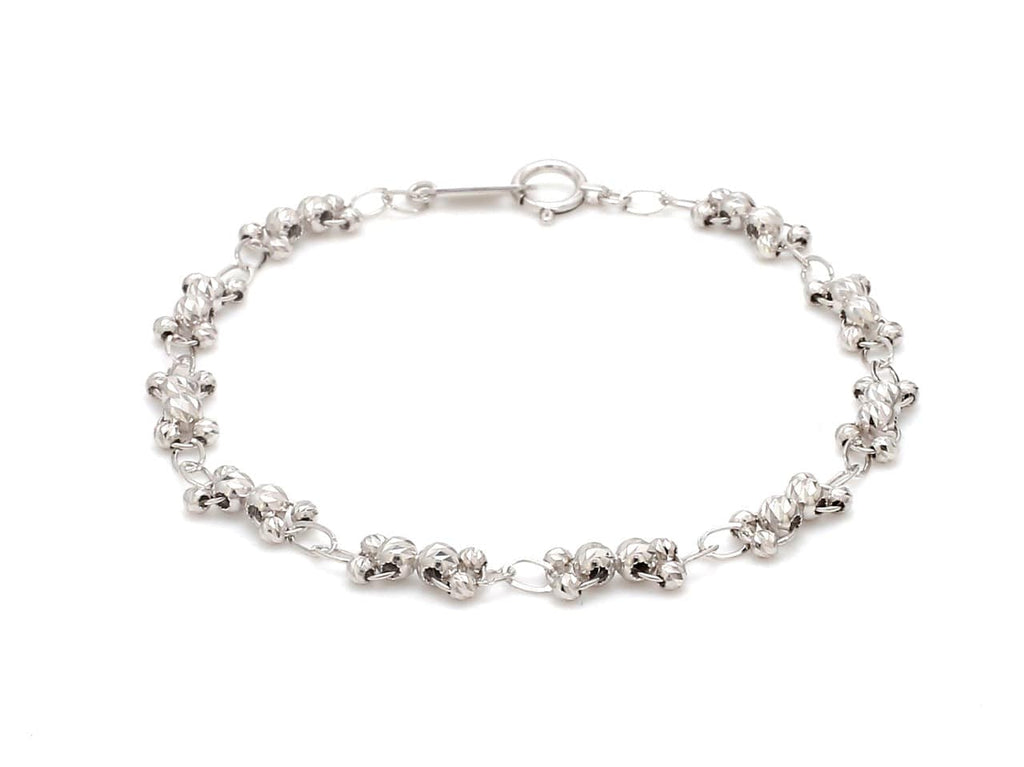 Jewelove™ Bangles & Bracelets Japanese Platinum Light Weight Bracelet with Diamond Cut Balls  for Women JL PTB 1067