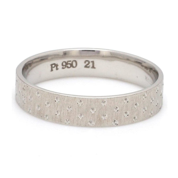 Front View of Japanese Platinum Love Bands with Dotted Texture for Men JL PT 923