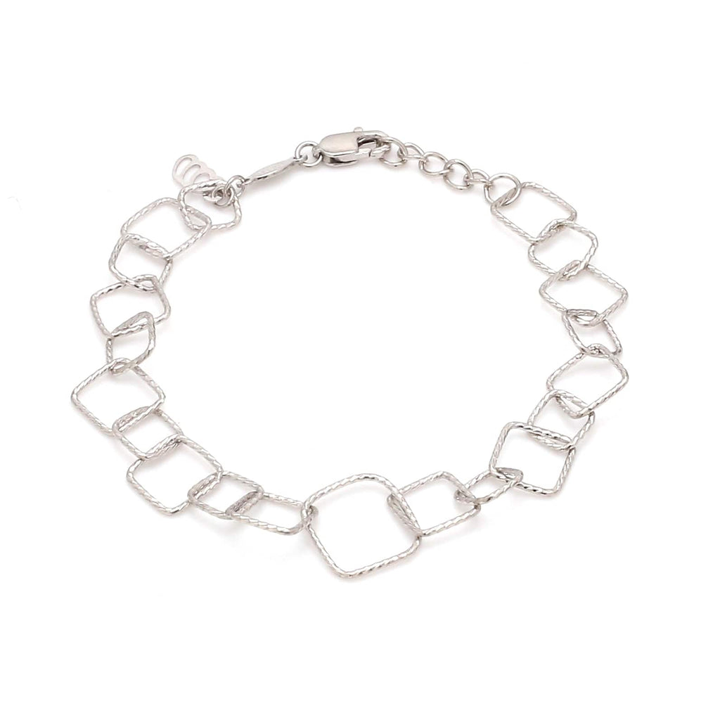 Jewelove™ Bangles & Bracelets Japanese Platinum Square Links Bracelet for Women JL PTB 1167
