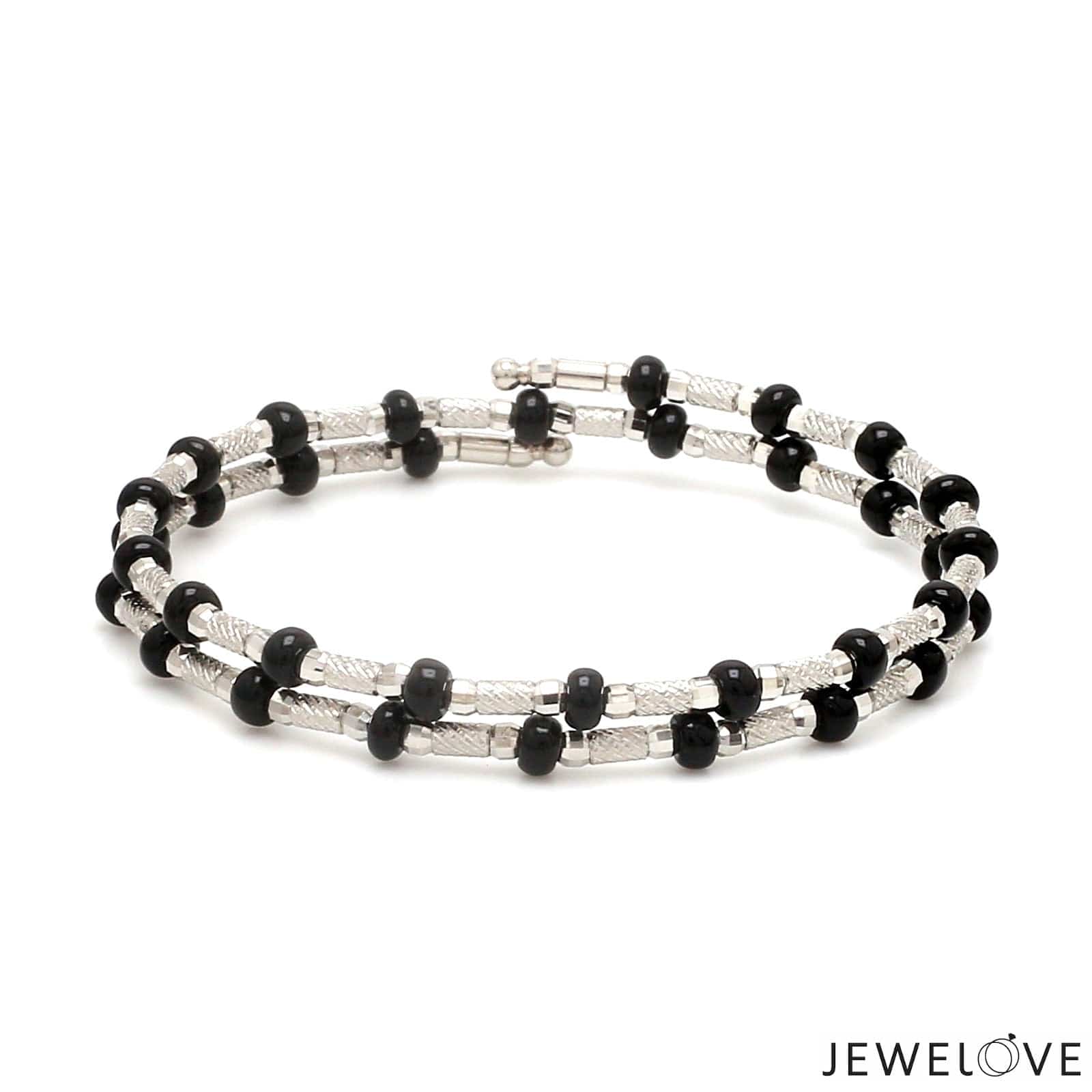 Japanese Platinum with Black Beads Nazariya Nazariye Bracelet