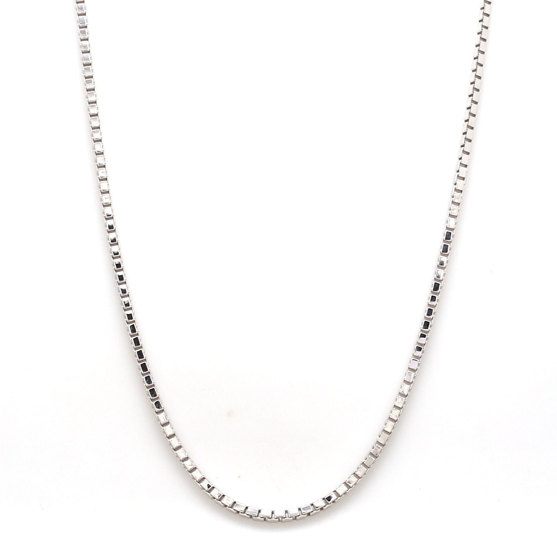 Solid Box Chain Necklace 10K White Gold 20