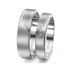 Jewelove™ Rings Both / SI IJ Matte Finish Platinum Love Bands with Parallel Lines JL PT 421