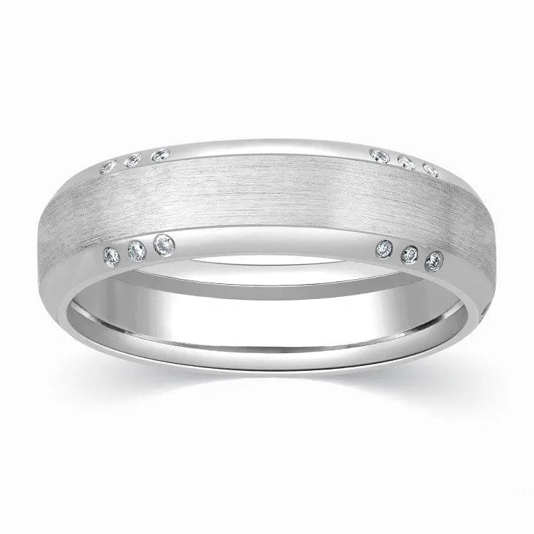 Matte Finish Platinum Ring for Men with Tiny Diamonds SJ PTO 295 - Suranas Jewelove
 - 1