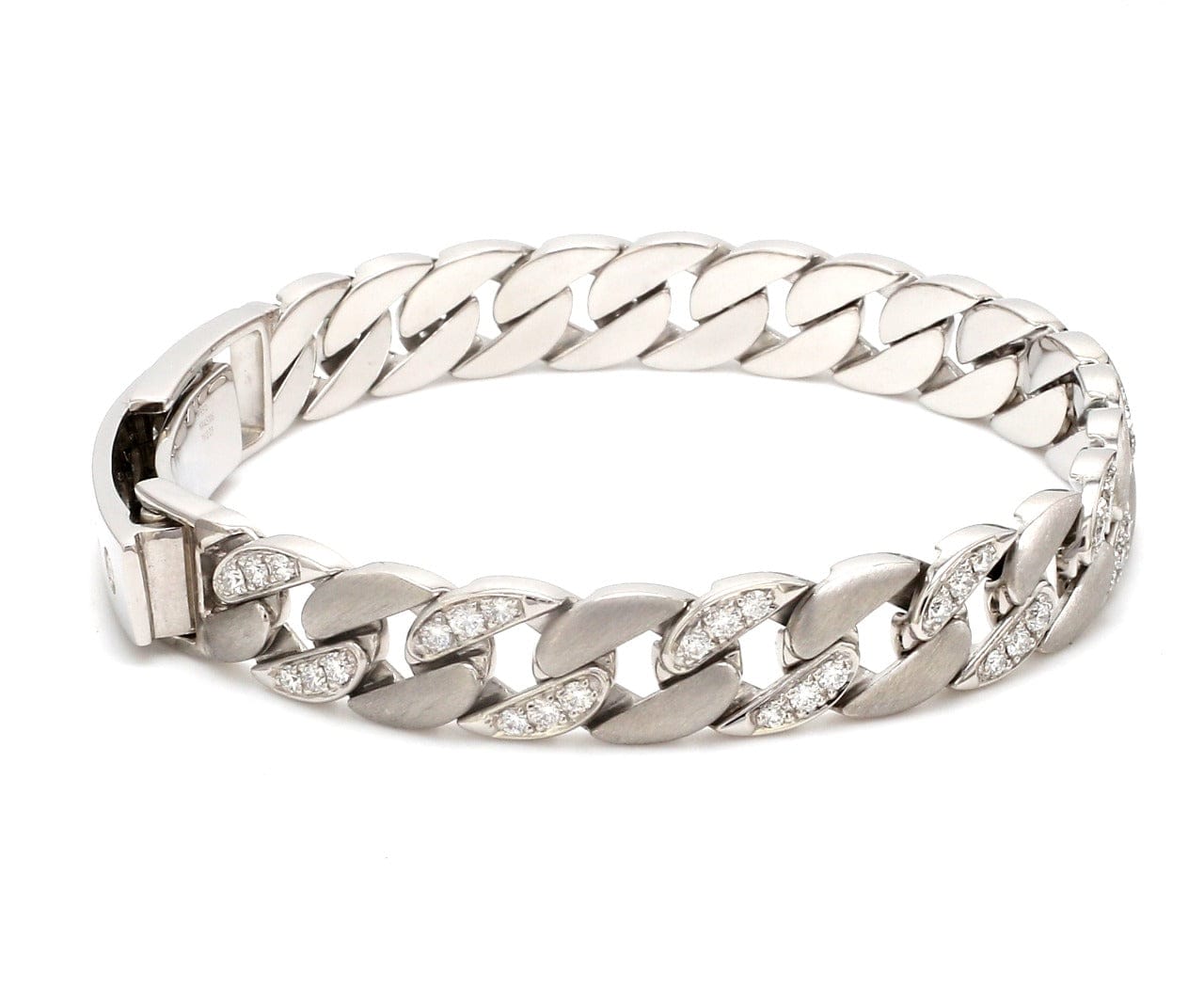 White Gold Cuban Link Bracelet With Diamonds Men Of Platinum 10mm