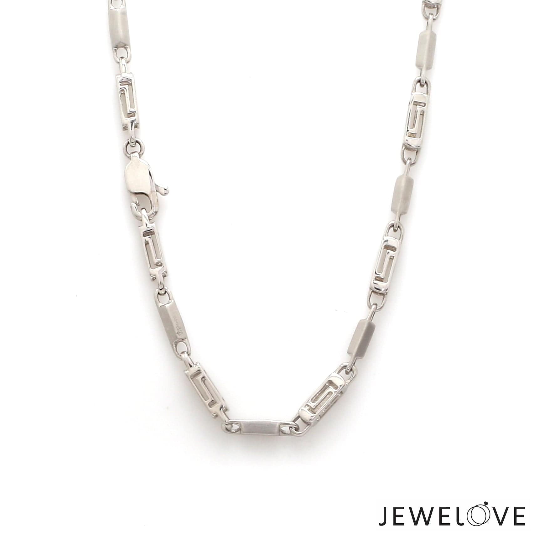 Jewelove™ Chains Men of Platinum | 4.5mm Double Linked Platinum Hi-Polish & Matte Chain for Men JL PT CH 1279