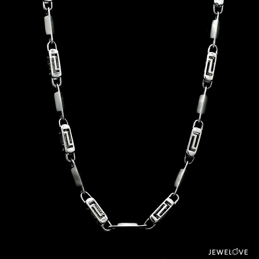 Jewelove™ Chains Men of Platinum | 4.5mm Double Linked Platinum Hi-Polish & Matte Chain for Men JL PT CH 1279