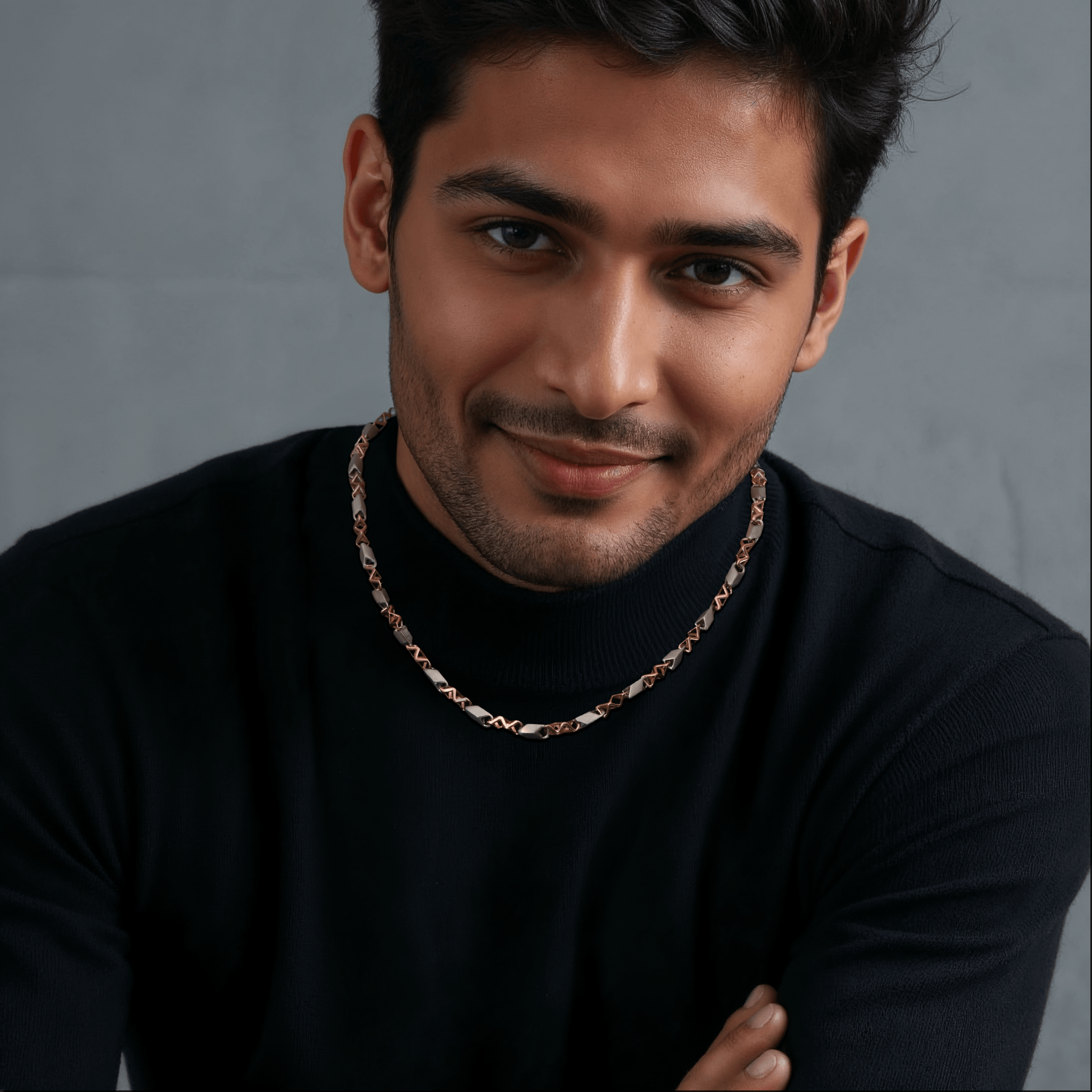 Jewelove™ Chains Men of Platinum | 4.5mm Platinum Rose Gold Matte & Hi-Polish Chain for Men JL PT CH 1267-A