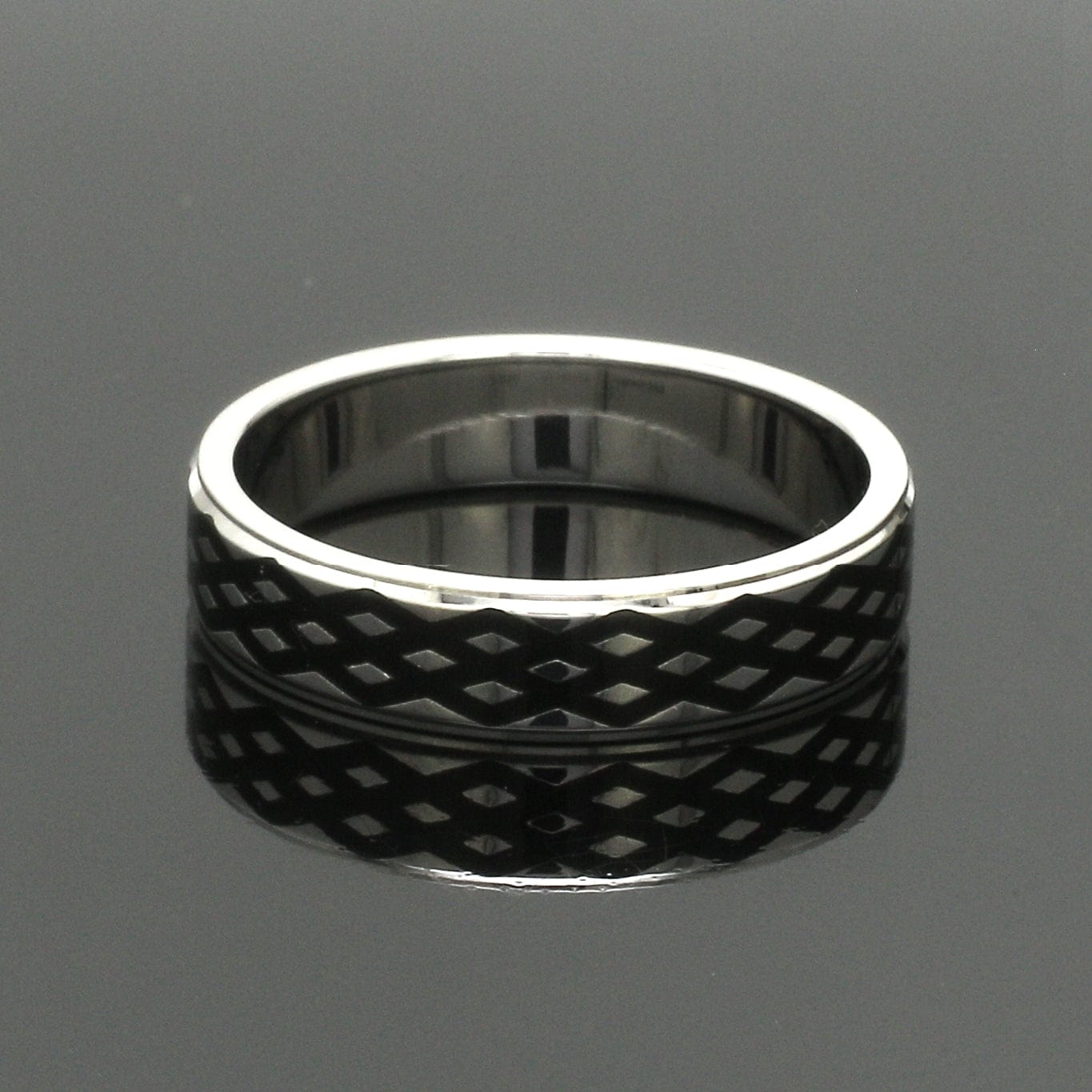 Jewelove™ Rings Men's band only Men of Platinum | 5mm Black Enamel Ring for Men JL PT 1412