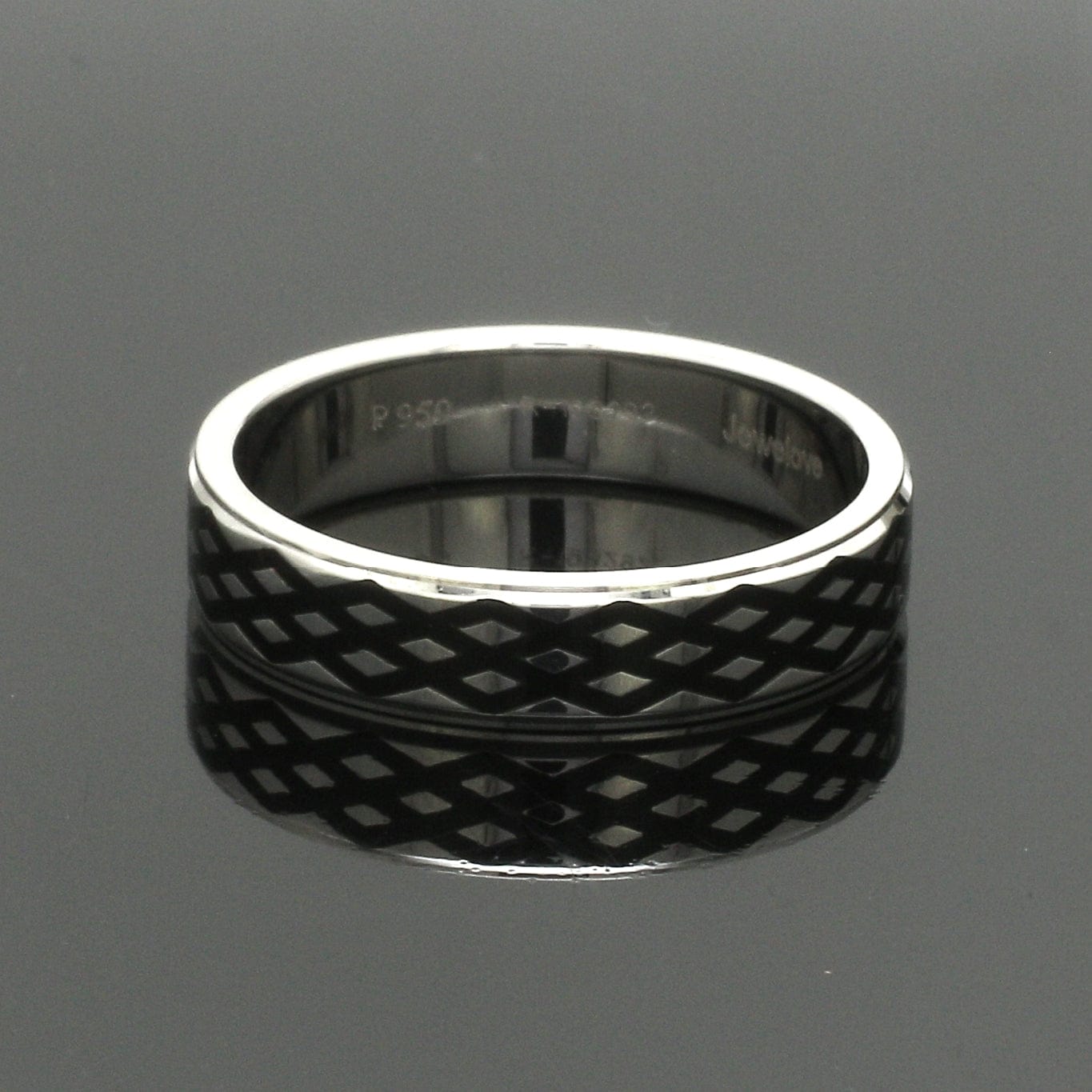 Jewelove™ Rings Men's band only Men of Platinum | 5mm Black Enamel Ring for Men JL PT 1412