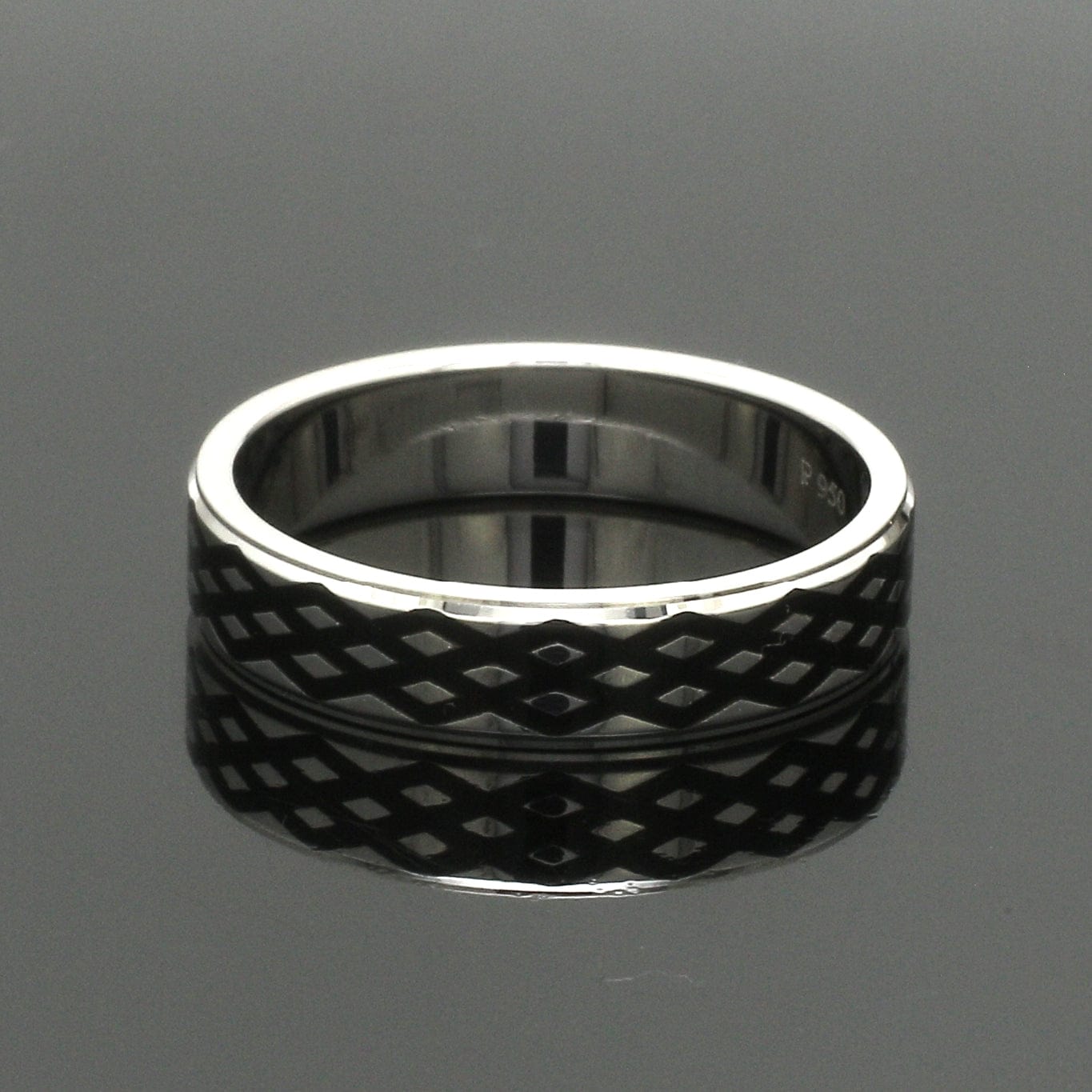 Jewelove™ Rings Men's band only Men of Platinum | 5mm Black Enamel Ring for Men JL PT 1412