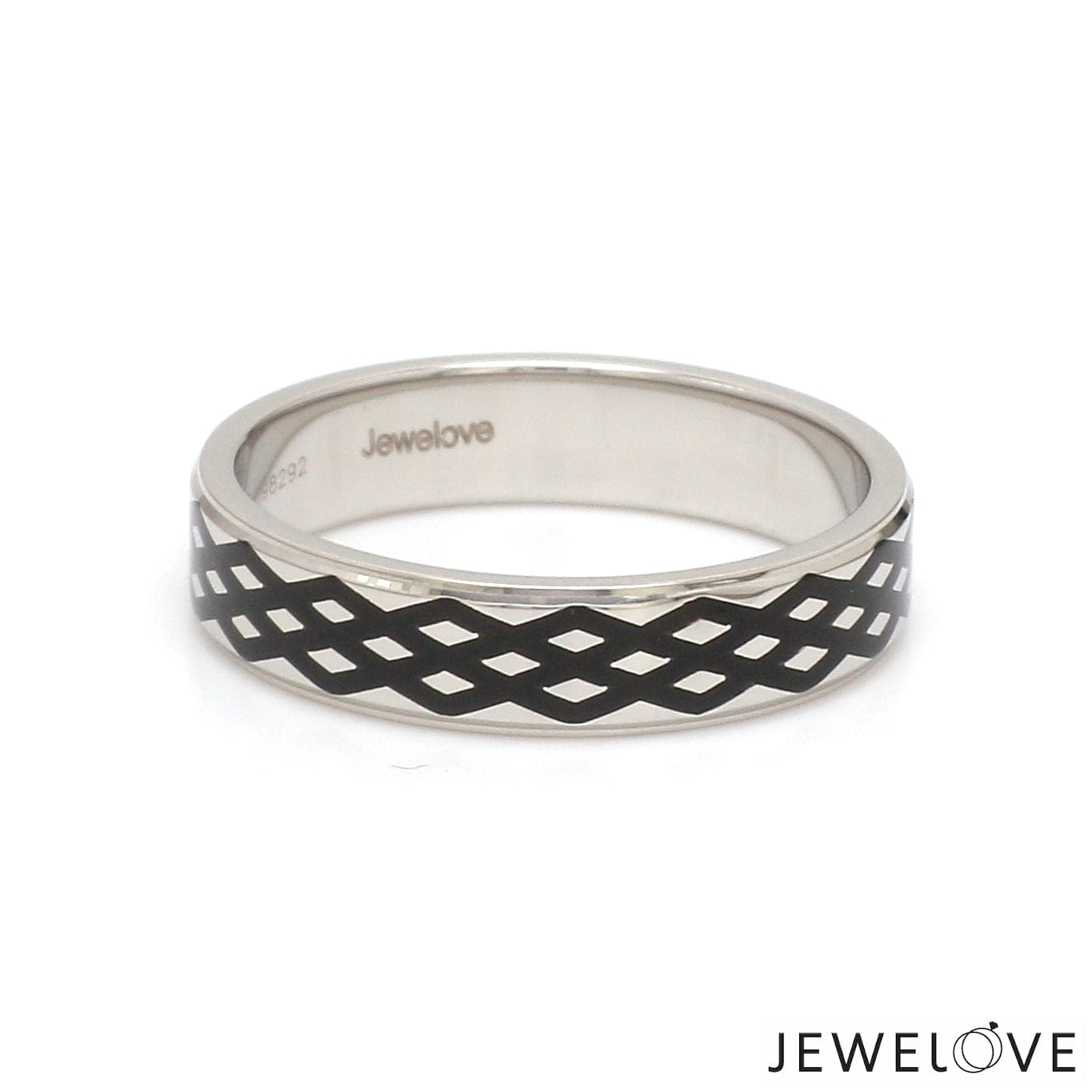 Jewelove™ Rings Men's band only Men of Platinum | 5mm Black Enamel Ring for Men JL PT 1412