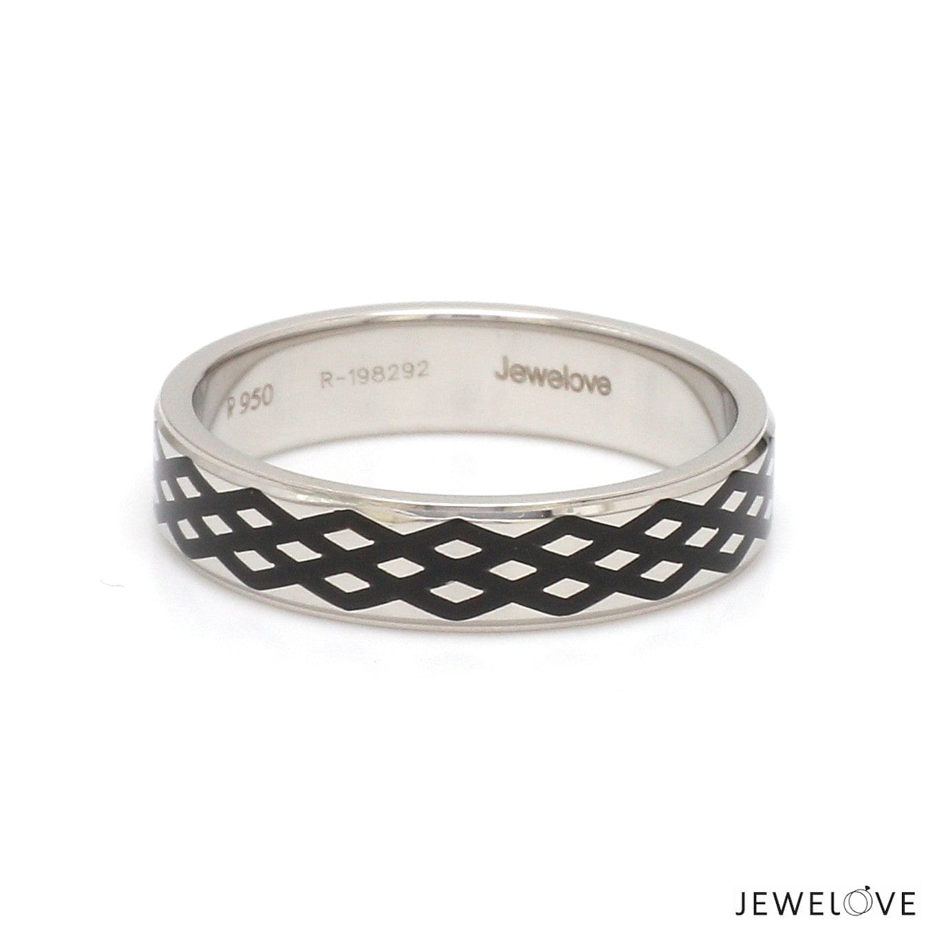 Jewelove™ Rings Men's band only Men of Platinum | 5mm Black Enamel Ring for Men JL PT 1412
