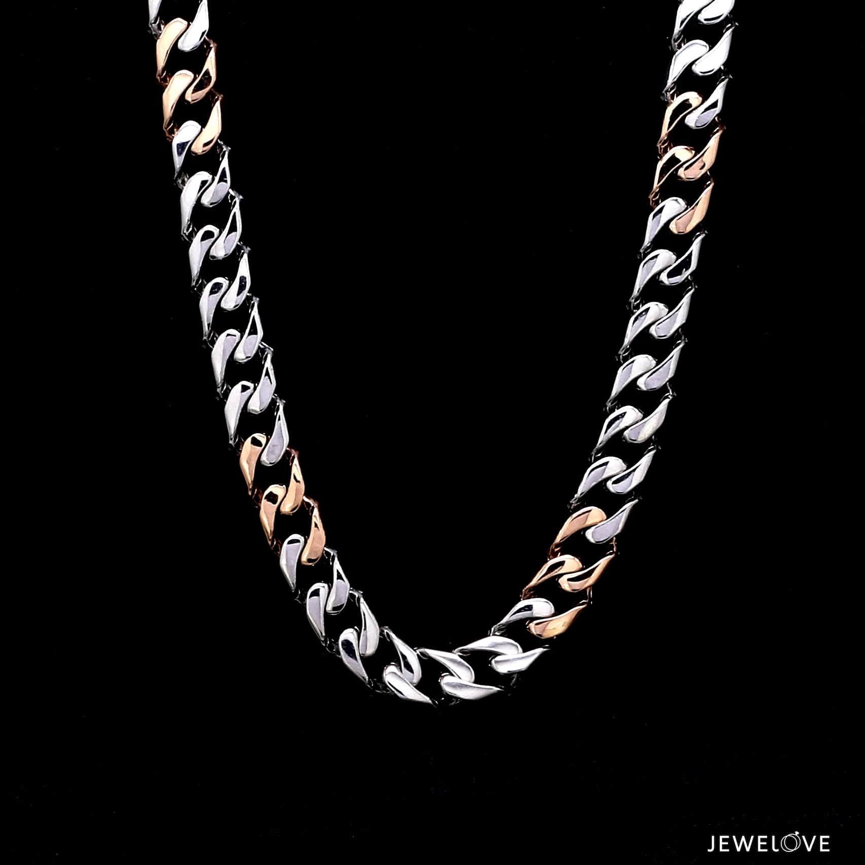 Jewelove™ Chains Men of Platinum | 7.75mm Double Side Matte & Hi-Polish Rose Gold Heavy Chain for Men JL PT CH 1398