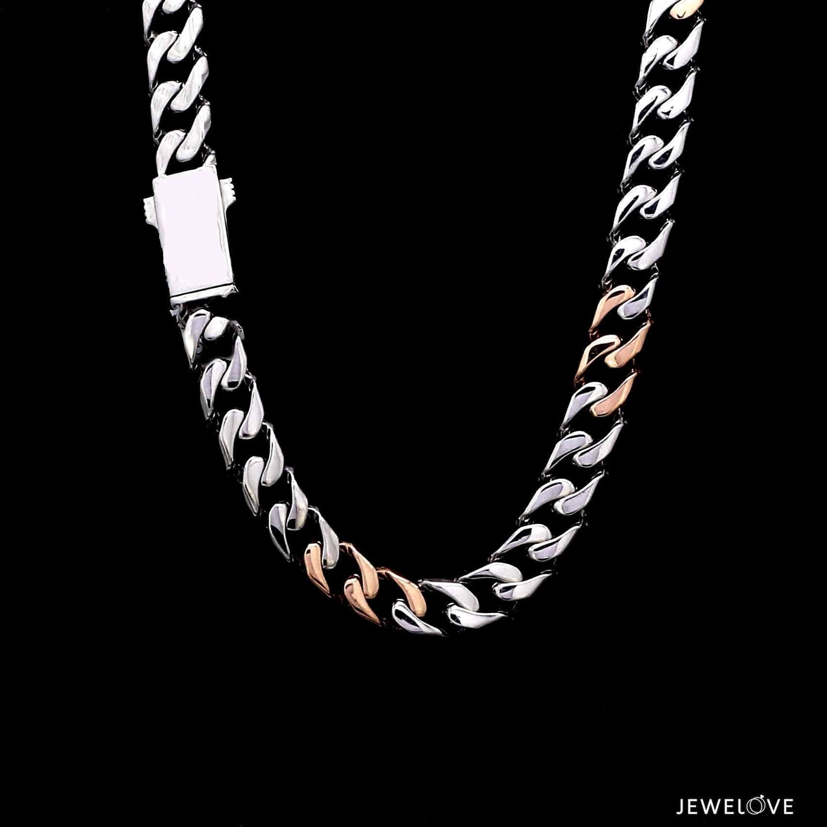 Jewelove™ Chains Men of Platinum | 7.75mm Double Side Matte & Hi-Polish Rose Gold Heavy Chain for Men JL PT CH 1398