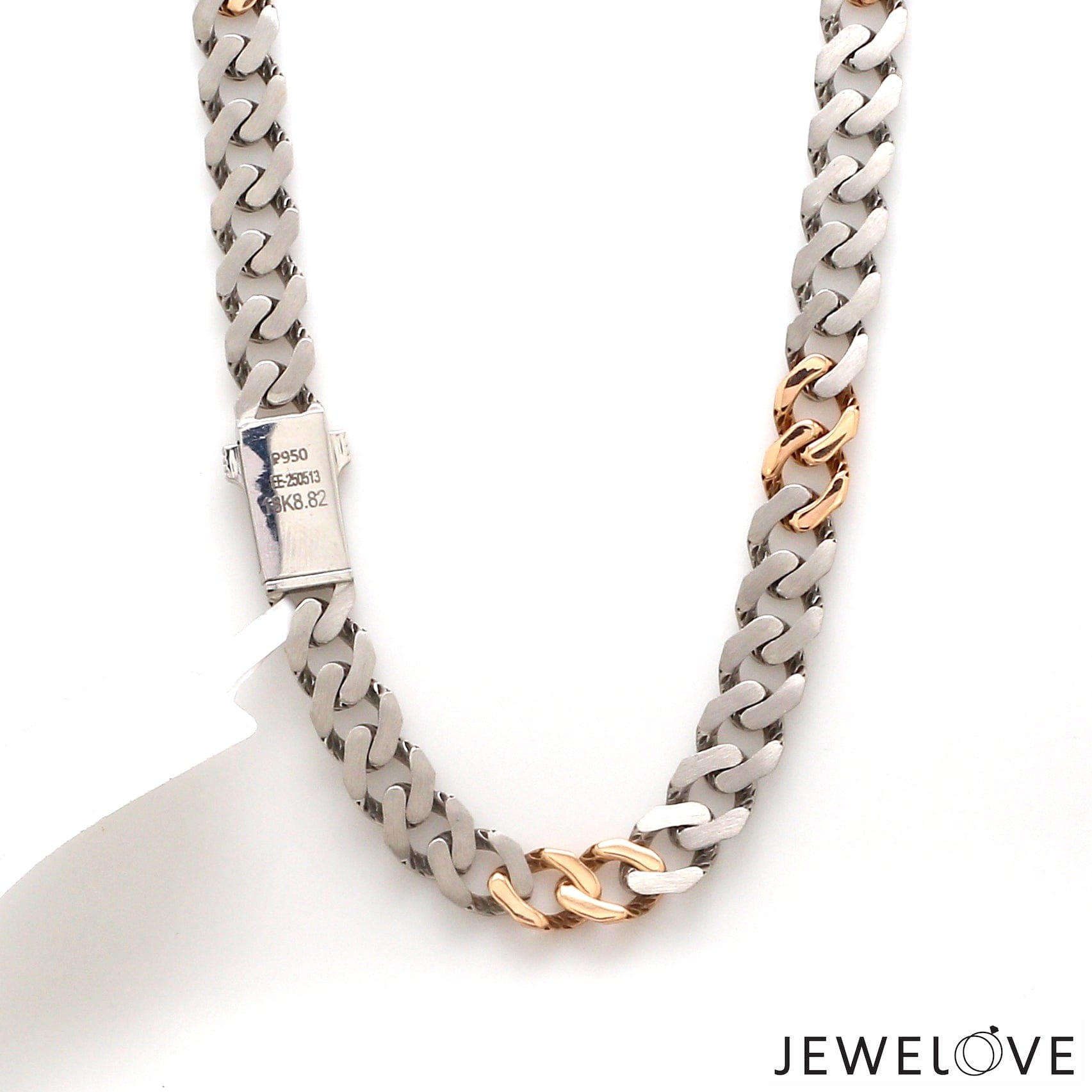 Jewelove™ Chains Men of Platinum | 7.75mm Double Side Matte & Hi-Polish Rose Gold Heavy Chain for Men JL PT CH 1398