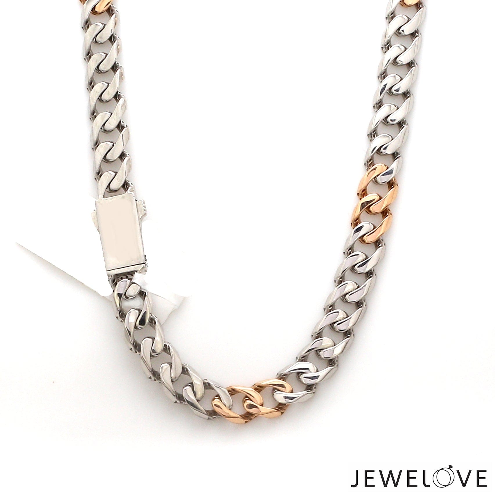 Jewelove™ Chains Men of Platinum | 7.75mm Double Side Matte & Hi-Polish Rose Gold Heavy Chain for Men JL PT CH 1398