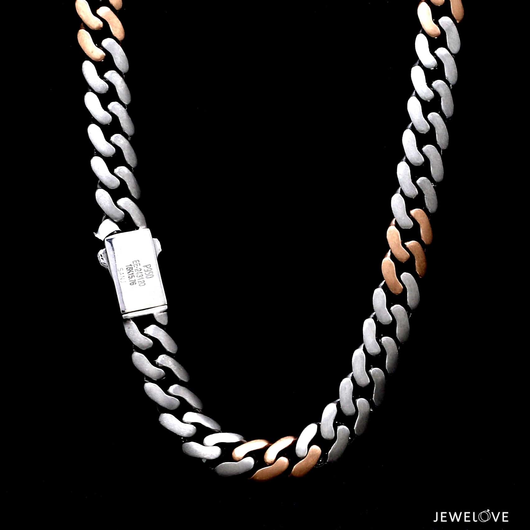 Jewelove™ Chains Men of Platinum | 8.5mm Double Side Matte & Hi-Polish Rose Gold Heavy Chain for Men JL PT CH 1332