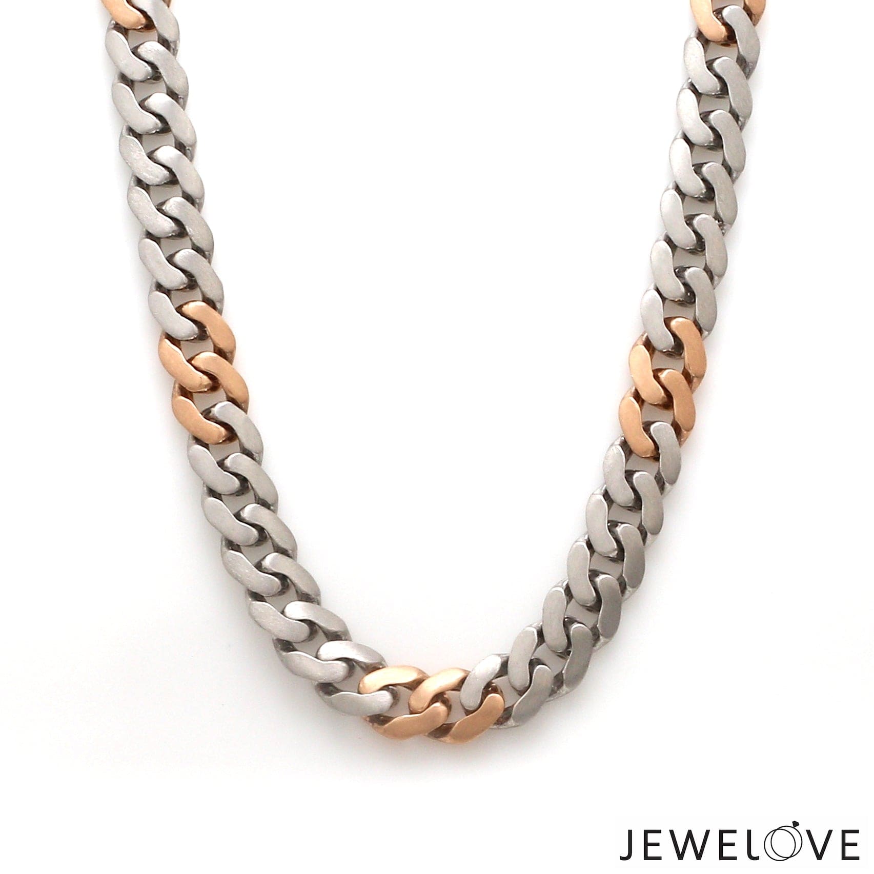 Jewelove™ Chains Men of Platinum | 8.5mm Double Side Matte & Hi-Polish Rose Gold Heavy Chain for Men JL PT CH 1332