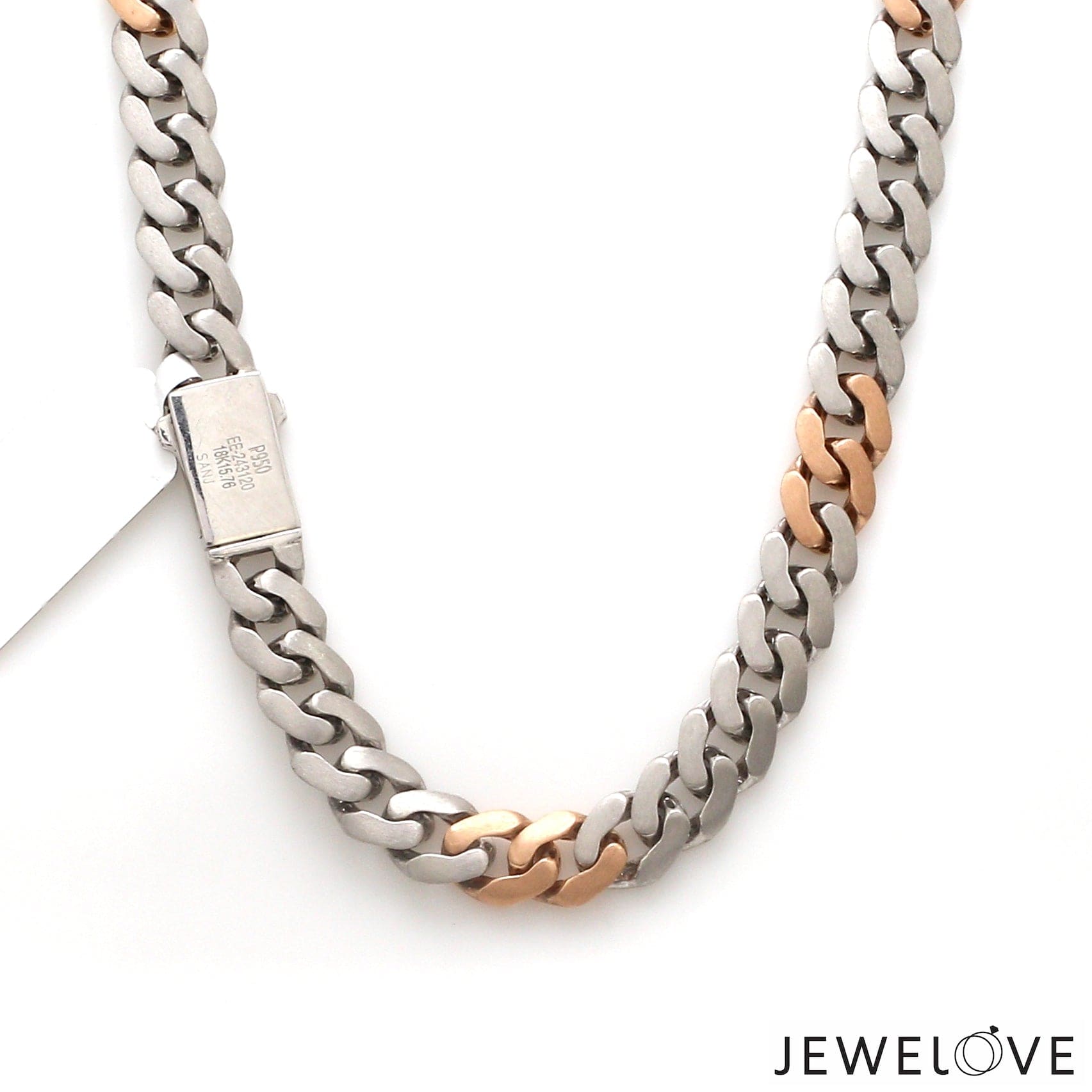 Jewelove™ Chains Men of Platinum | 8.5mm Double Side Matte & Hi-Polish Rose Gold Heavy Chain for Men JL PT CH 1332