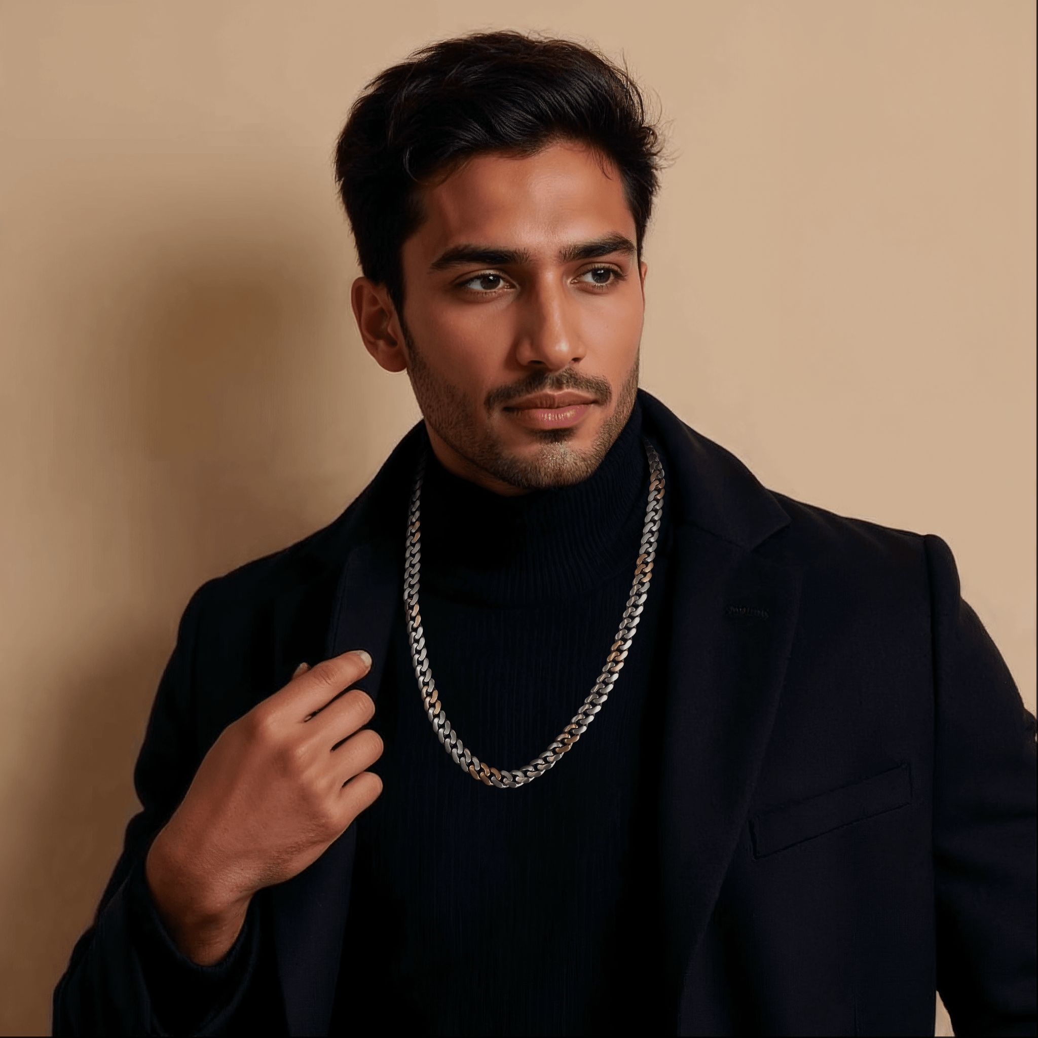 Jewelove™ Chains Men of Platinum | 8.5mm Double Side Matte & Hi-Polish Rose Gold Heavy Chain for Men JL PT CH 1332