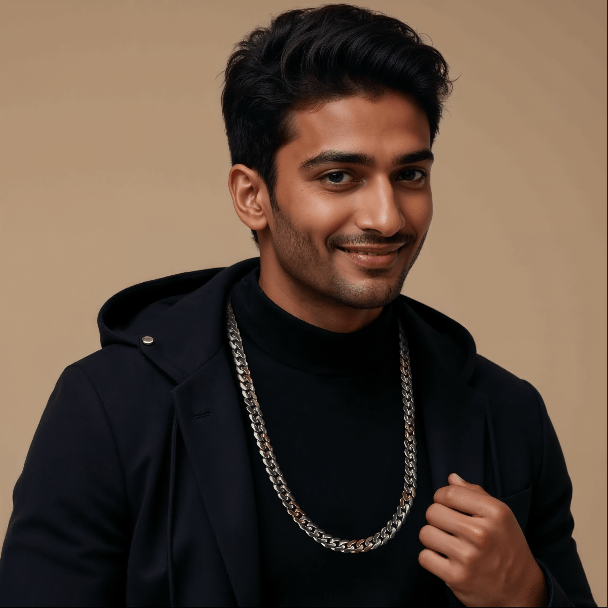 Jewelove™ Chains Men of Platinum | 8.5mm Double Side Matte & Hi-Polish Rose Gold Heavy Chain for Men JL PT CH 1332