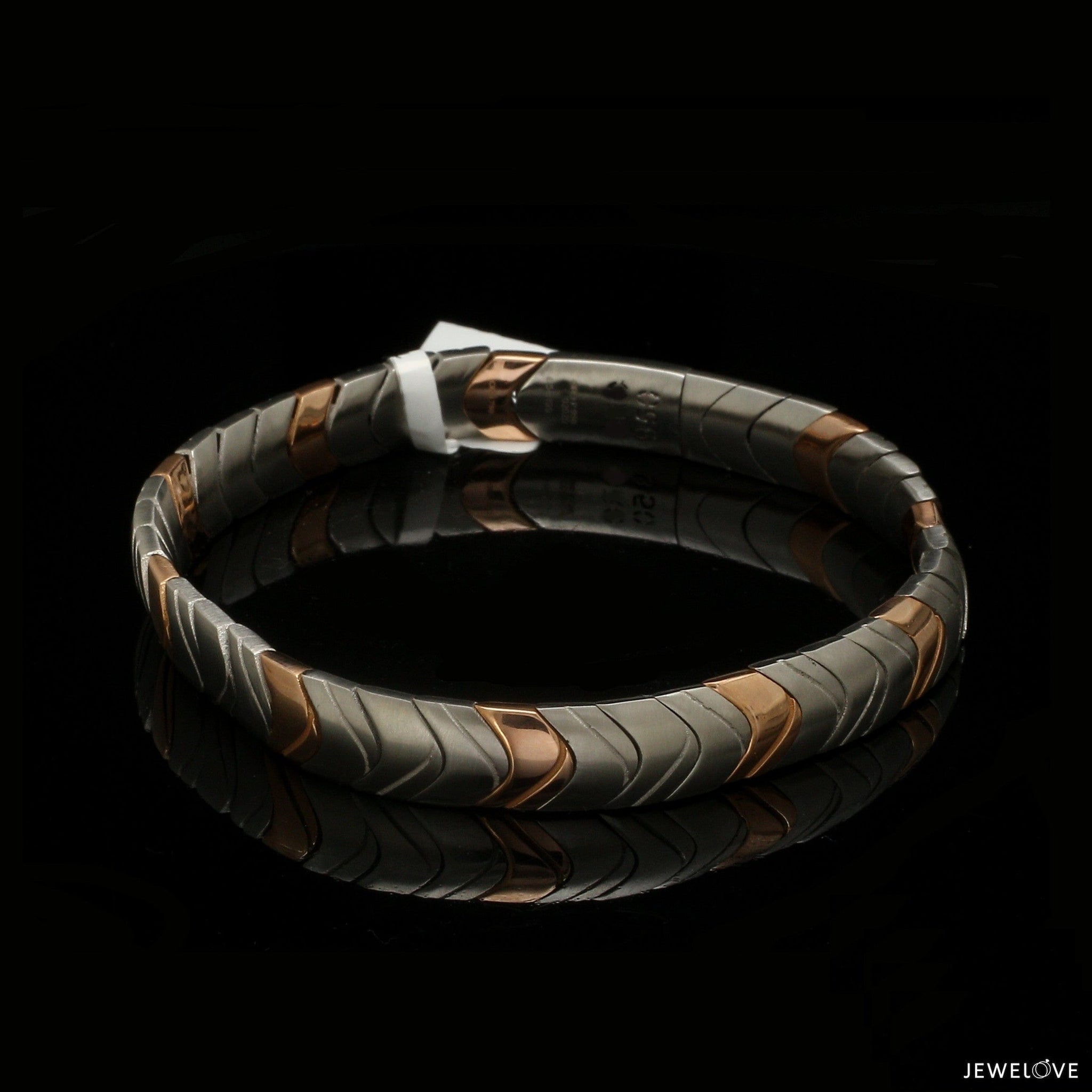 Jewelove™ Bangles & Bracelets Men of Platinum| 8mm Rose Gold Matte & Hi-Polish Bracelet for Men JL PTB 1319