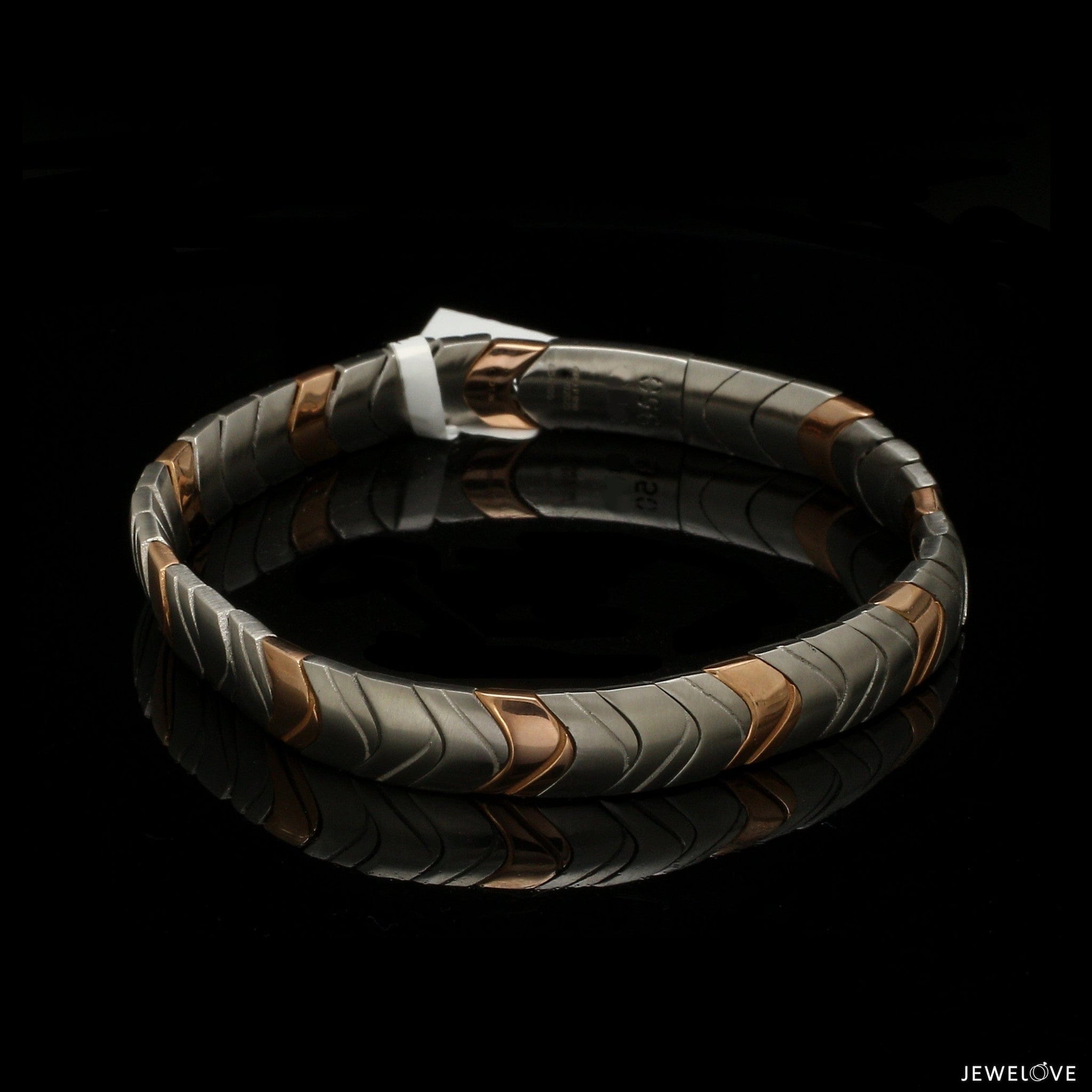 Jewelove™ Bangles & Bracelets Men of Platinum| 8mm Rose Gold Matte & Hi-Polish Bracelet for Men JL PTB 1319