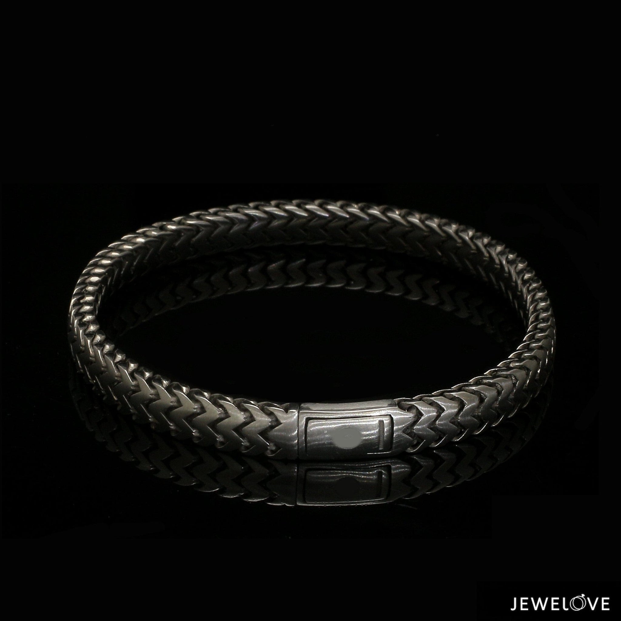Jewelove™ Bangles & Bracelets Men of Platinum | Black Bracelet with Matte Finish for Men JL PTB 1320