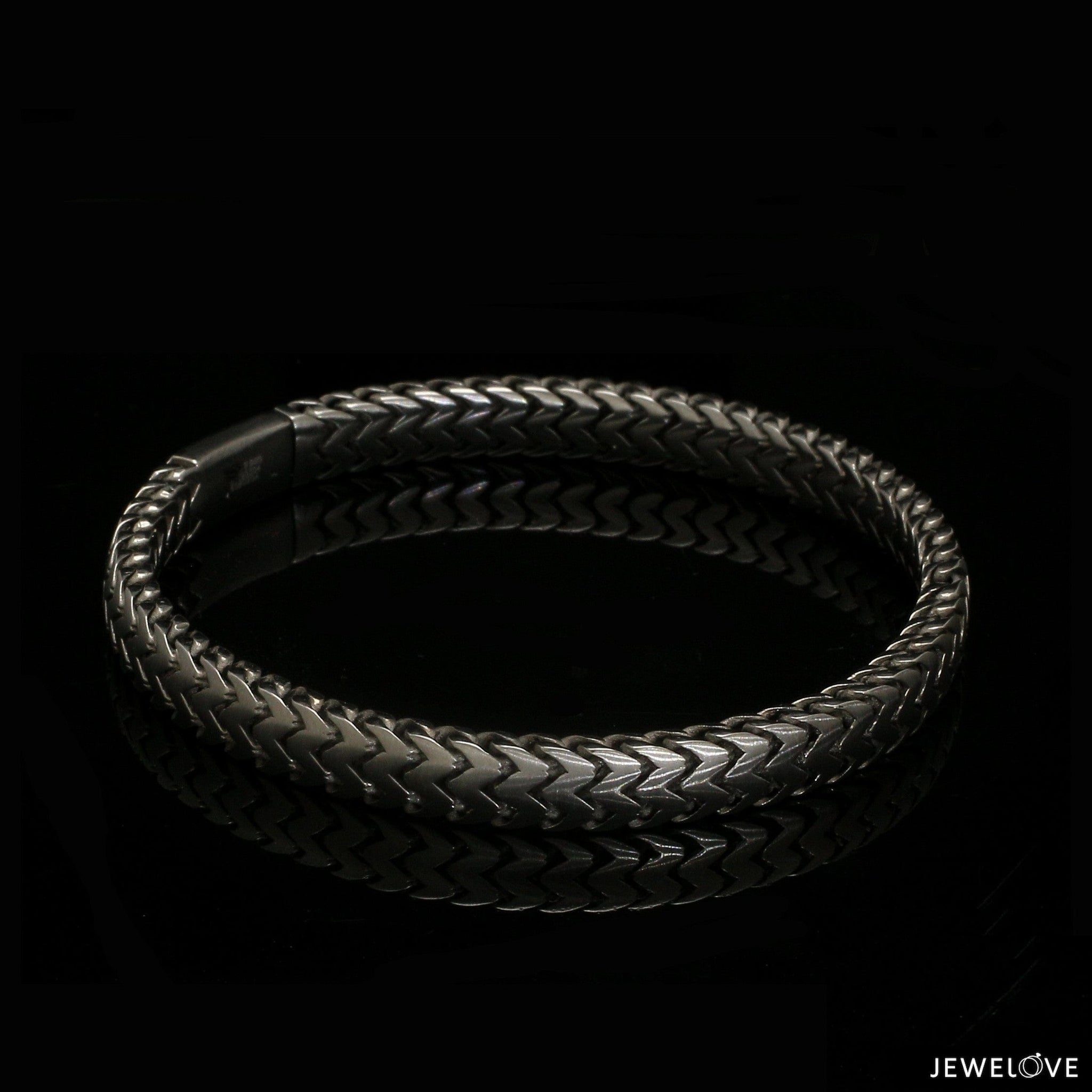 Jewelove™ Bangles & Bracelets Men of Platinum | Black Bracelet with Matte Finish for Men JL PTB 1320