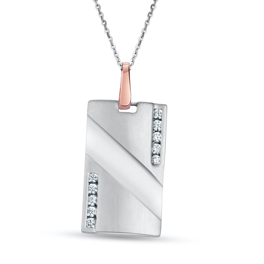 Jewelove™ Pendants SI IJ Men of Platinum | Contoured Platinum Diamond Pendant for Men JL PT P 195