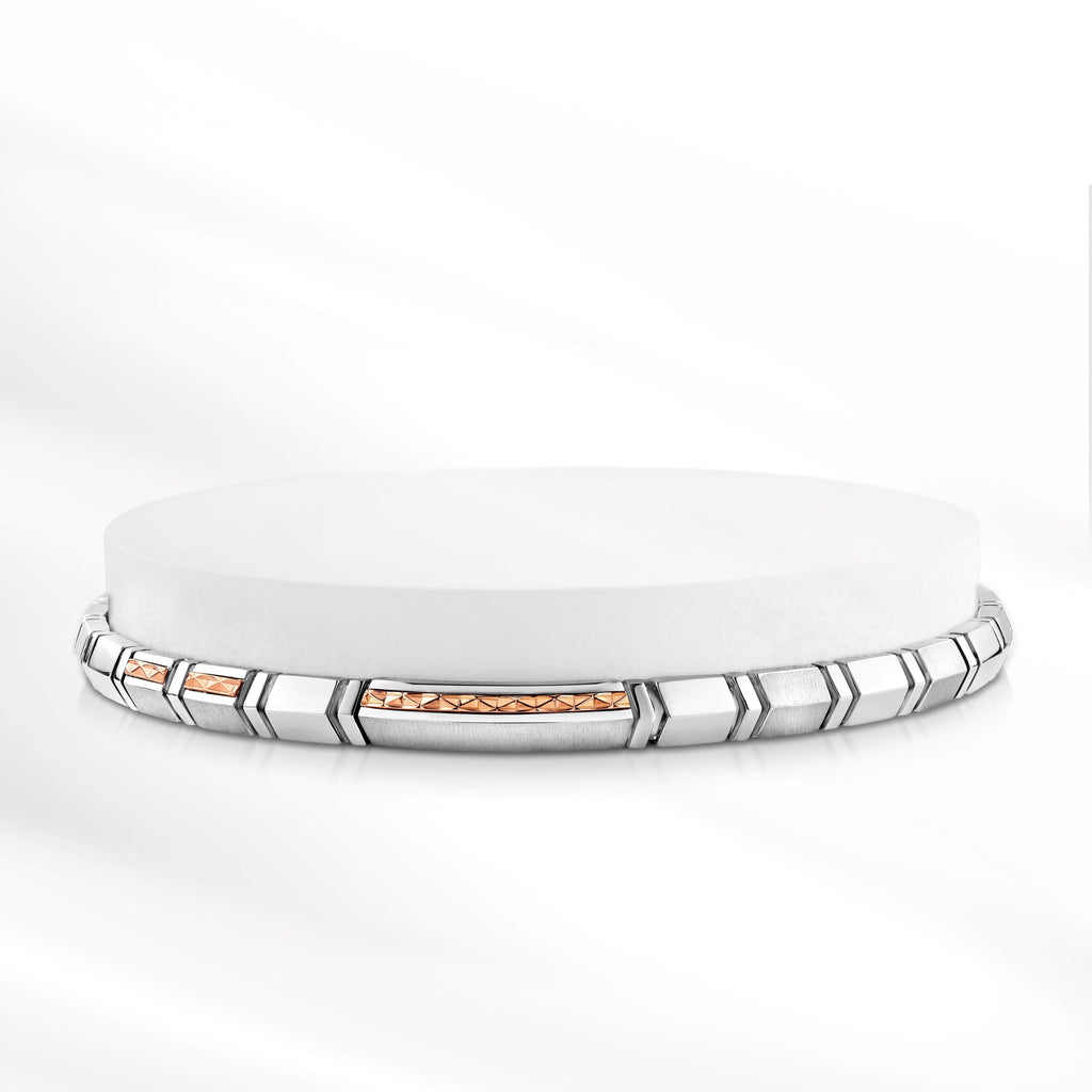 Jewelove™ Bangles & Bracelets Men of Platinum | Designer Platinum Kada with Rose Gold for Men JL PTB 1186