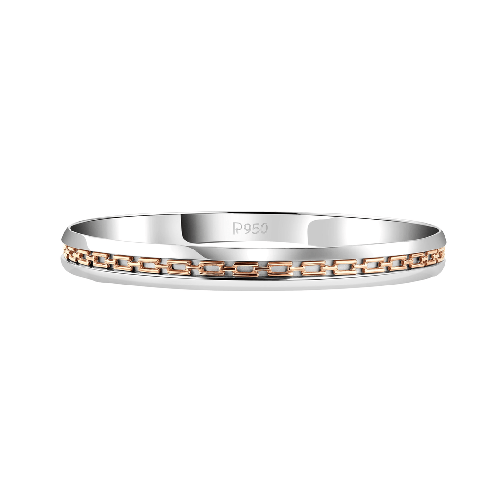 Jewelove™ Bangles & Bracelets Men of Platinum | Designer Platinum Kada with Rose Gold for Men JL PTB 1196