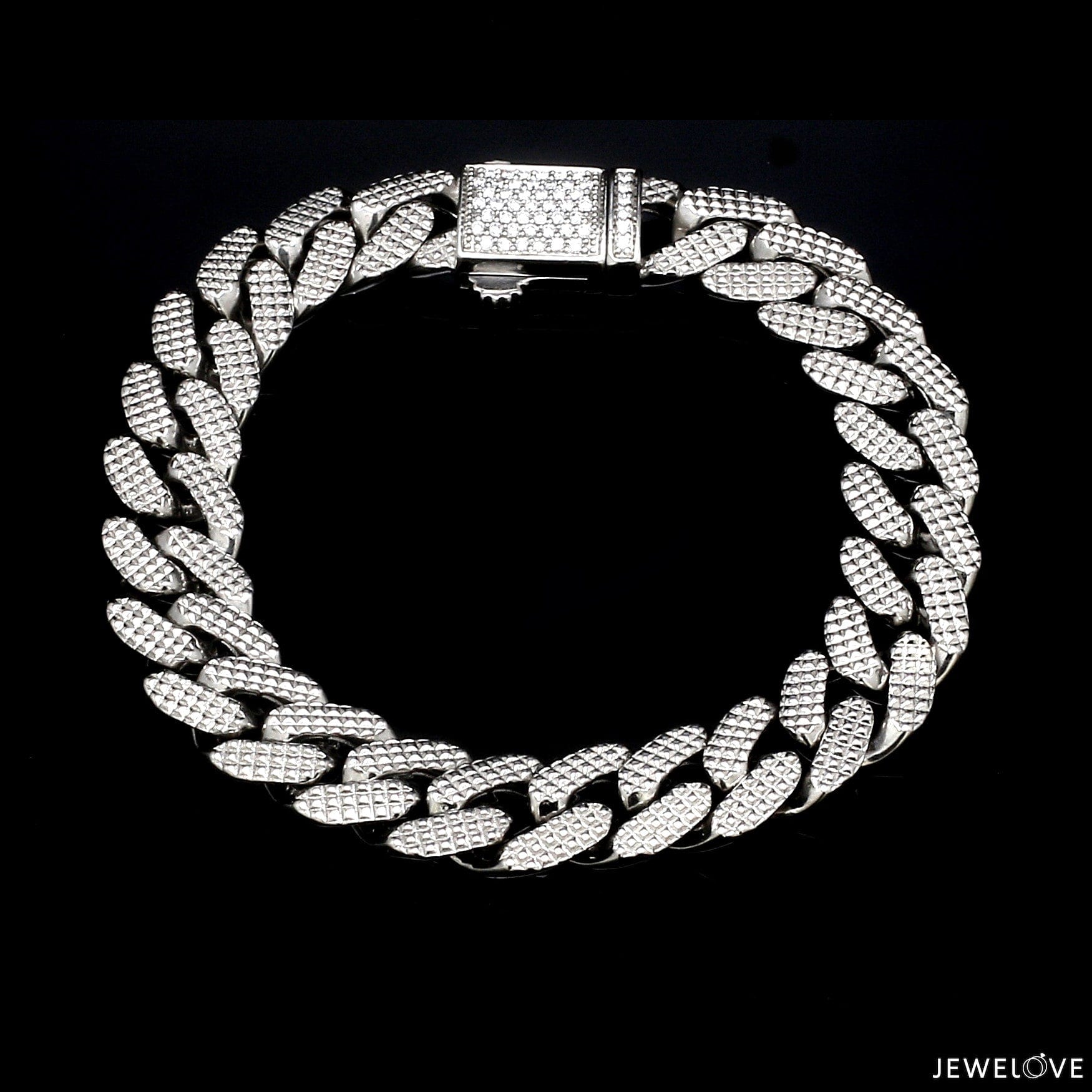 Men of Platinum Diamond Cut Bracelet with Diamond Lock for Men JL PTB 1231