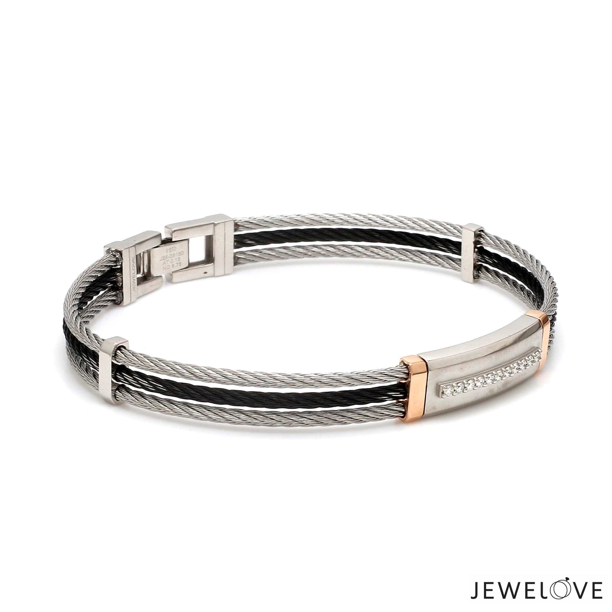 Jewelove™ Bangles & Bracelets Men of Platinum | Diamond Rose Gold Bracelet for Men JL PTB 1309