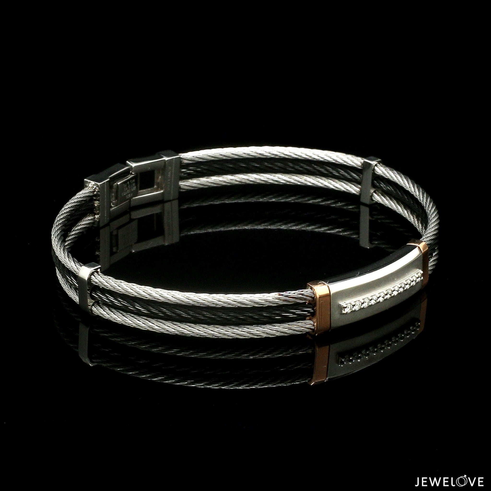 Jewelove™ Bangles & Bracelets Men of Platinum | Diamond Rose Gold Bracelet for Men JL PTB 1309