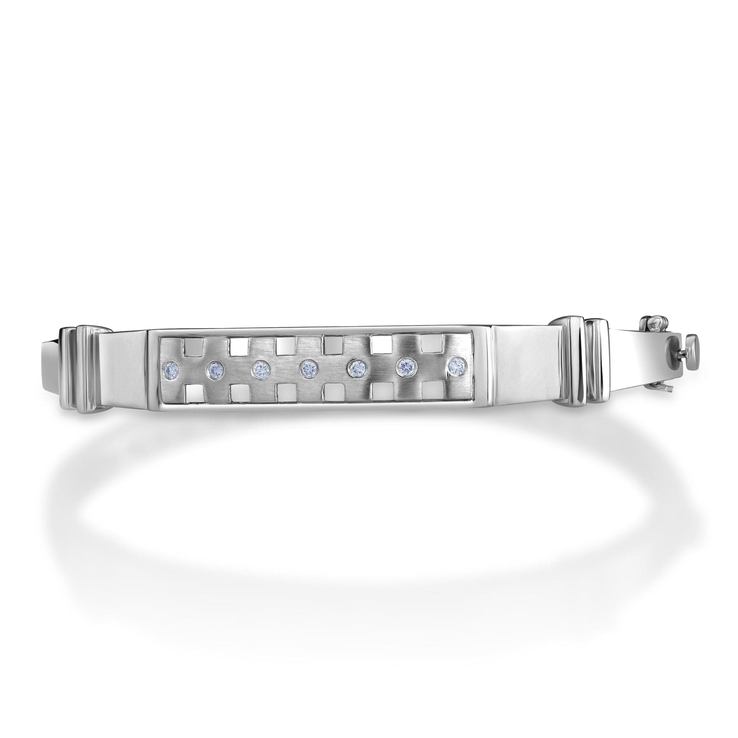 Sterling Silver Mens Round Diamond Rectangle Link Bracelet 1-5/8 Cttw –  Gold N Diamonds