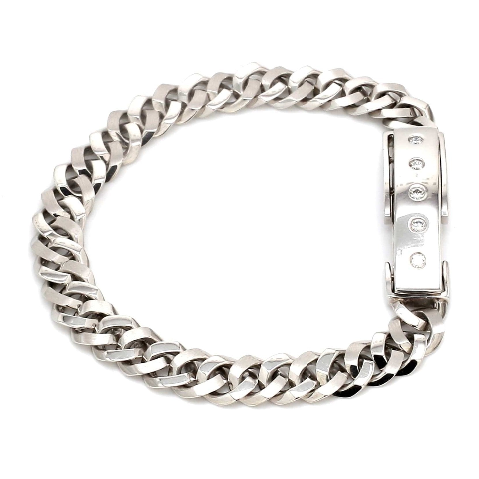 Men of Platinum Heavy Platinum Bracelet with Unique Diamond Studded Lock JL PTB 1098
