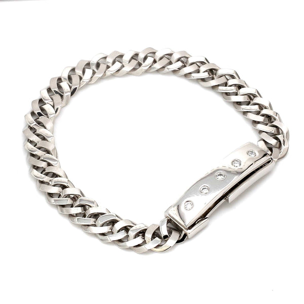 Jewelove™ Bangles & Bracelets Men of Platinum | Heavy Platinum Bracelet with Unique Diamond Studded Lock JL PTB 1098
