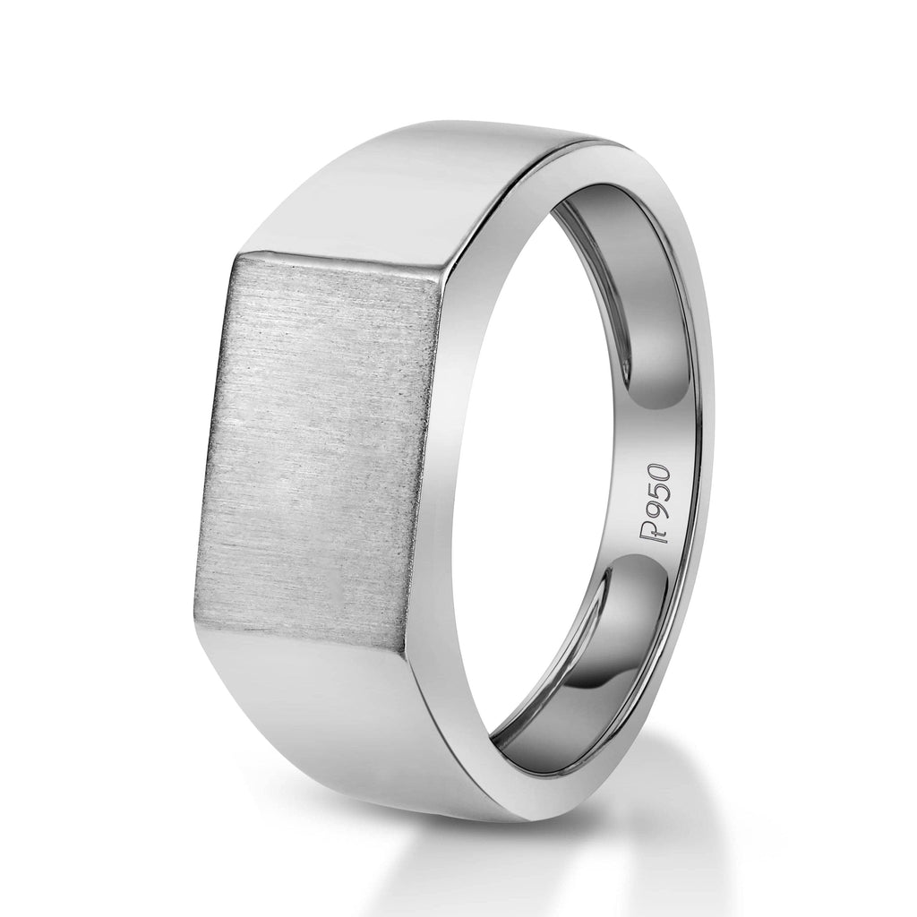 Jewelove™ Rings Men's Band only Men of Platinum | Heavy Platinum Signet Flat Top Ring for Men JL PT 1056