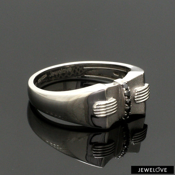 Jewelove™ Rings Men's Band only Men of Platinum | Platinum Black Diamond Ring for Men JL PT 1355-A