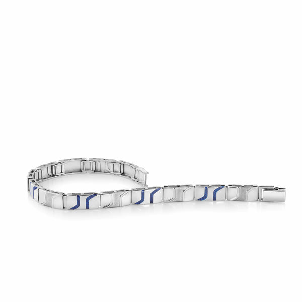 Jewelove™ Bangles & Bracelets Men of Platinum | Platinum Bracelet with Blue Enamel for Men JL PTB 1198