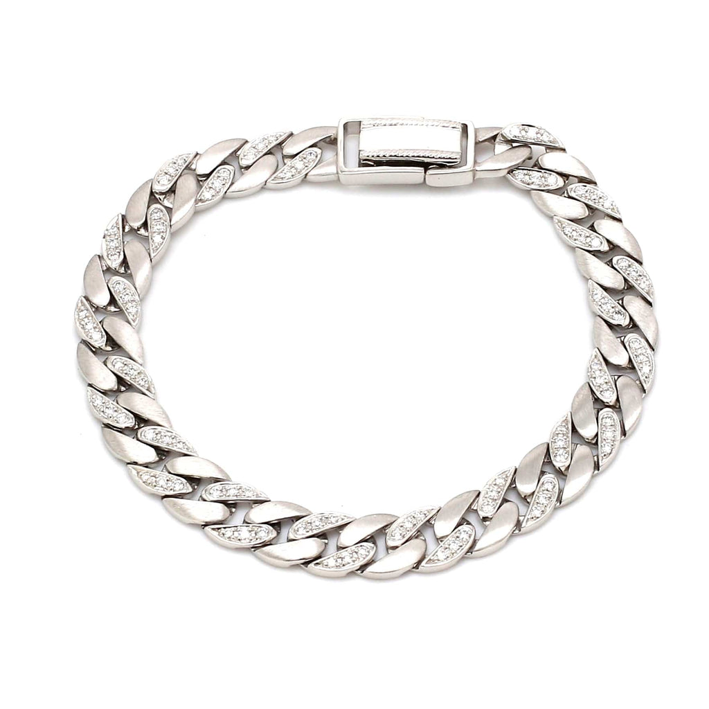 Jewelove™ Bangles & Bracelets Men of Platinum | Platinum Diamond Cuban Bracelet JL PTB 1099
