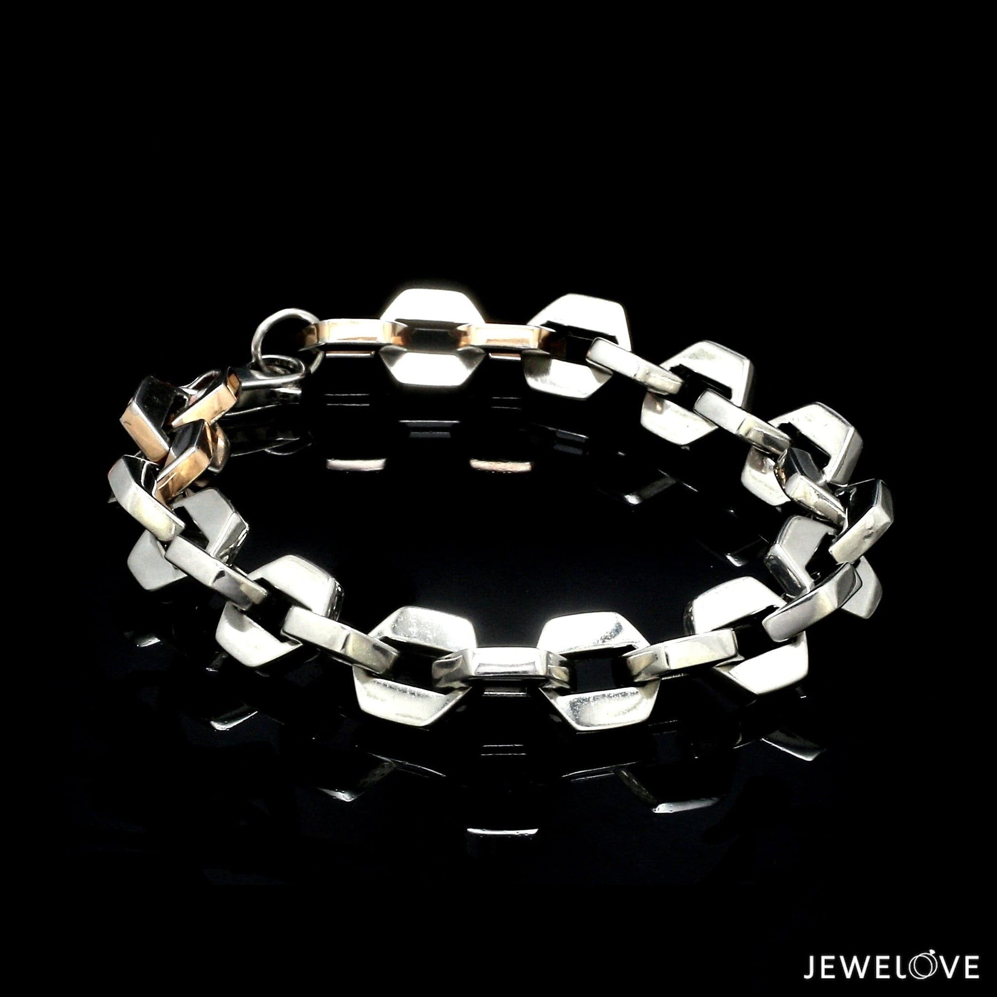 Jewelove™ Bangles & Bracelets Men of Platinum | Platinum & Rose Gold Bracelet for Men JL PTB 1308
