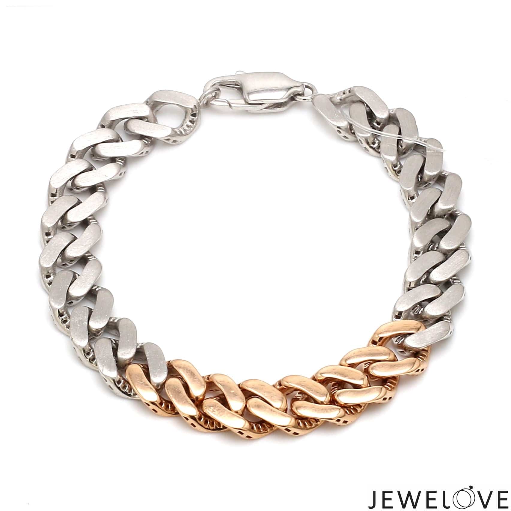 Men of Platinum Platinum Rose Gold Bracelet with Brush Finish for Men JL PTB 1250