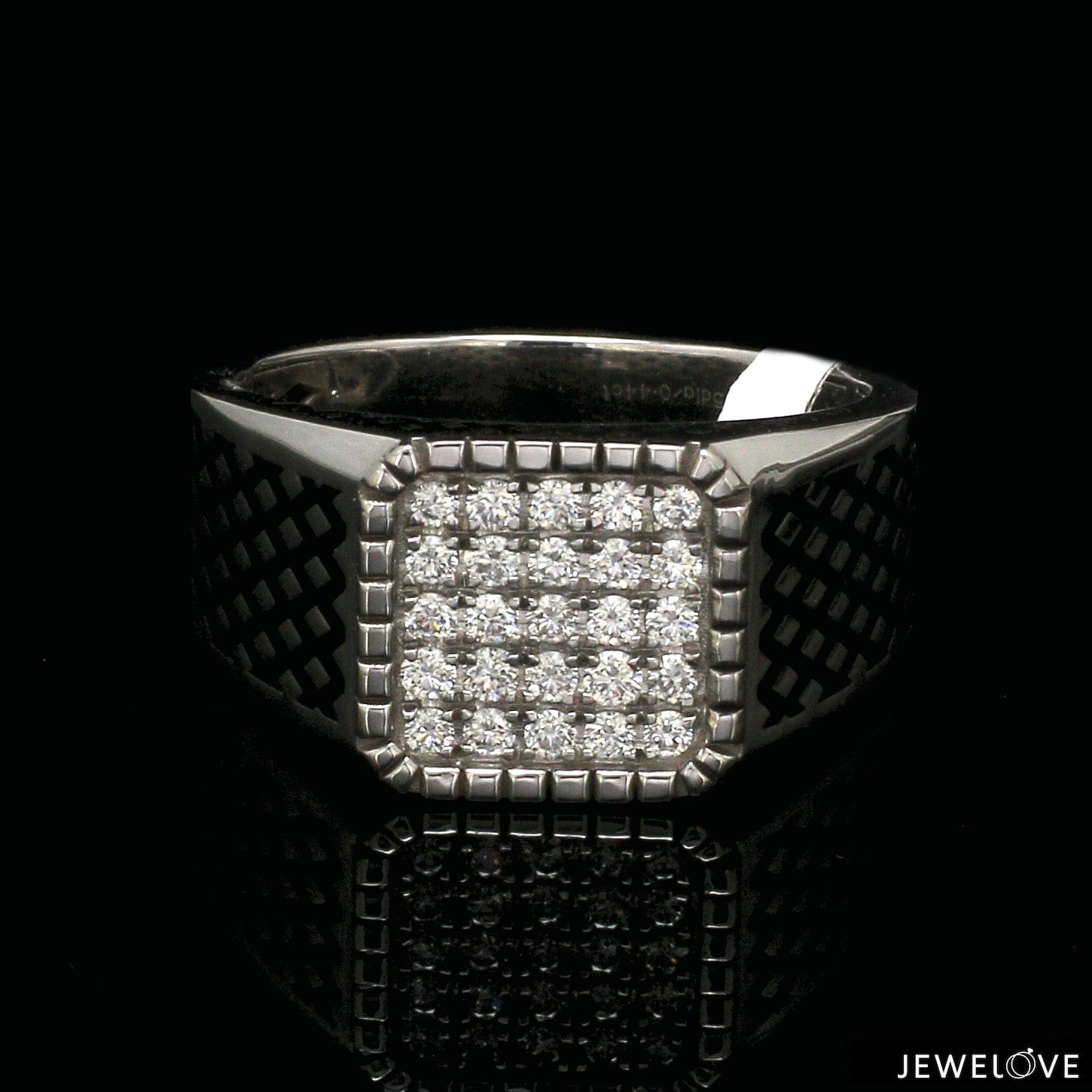 Jewelove™ Rings Men of Platinum | Rectangle Black Enamel with Diamond Ring for Men JL PT 1425