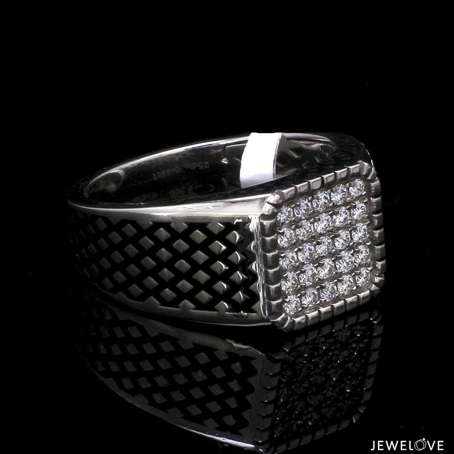 Jewelove™ Rings Men of Platinum | Rectangle Black Enamel with Diamond Ring for Men JL PT 1425